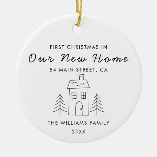 Schattige Modern Minimalistisch Eerste Kerstmis Ni Keramisch Ornament (Voorkant)