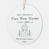 Schattige Modern Minimalistisch Eerste Kerstmis Ni Keramisch Ornament (Links)