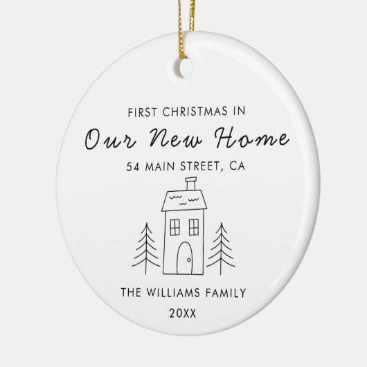 Schattige Modern Minimalistisch Eerste Kerstmis Ni Keramisch Ornament (Links)