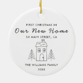 Schattige Modern Minimalistisch Eerste Kerstmis Ni Keramisch Ornament (Achterkant)