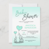 Schattige Modern MINT Mama Olifant & Baby shower Kaart (Voorkant)