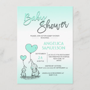 Schattige Modern MINT Mama Olifant & Baby shower Kaart