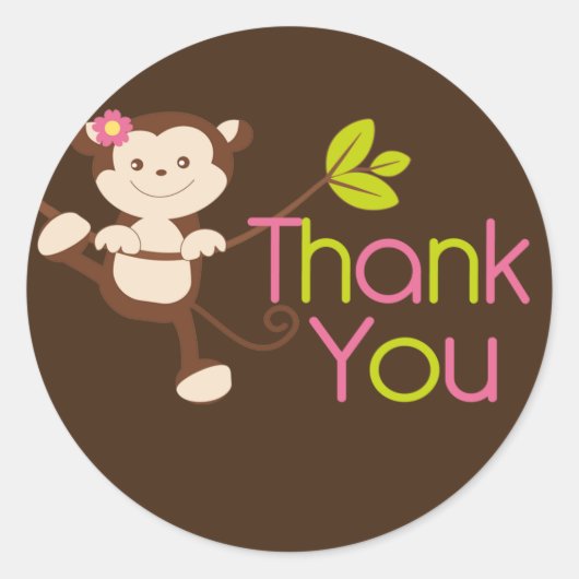 Schattige Modern Monkey Verjaardagsfeestje Sticker (Voorkant)