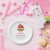 Schattige Modern Nautical Boy Baby shower Papieren Bordje (Feest)