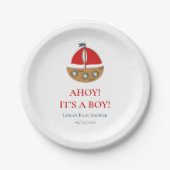 Schattige Modern Nautical Boy Baby shower Papieren Bordje (Voorkant)