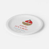 Schattige Modern Nautical Boy Baby shower Papieren Bordje (Gekanteld)
