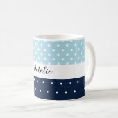 Schattige Modern Navy Blue Monogrammed Koffiemok (Voorkant rechts)