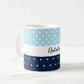 Schattige Modern Navy Blue Monogrammed Koffiemok (Voorkant links)