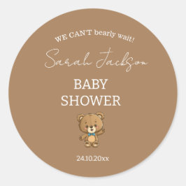 Schattige modern neutraal teddybeer Baby shower Ronde Sticker