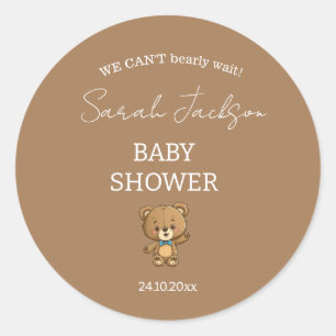 Schattige modern neutraal teddybeer Baby shower Ronde Sticker