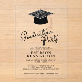 Schattige Modern Pet en Tassel Graduation Party Acryl Uitnodigingen (Voorkant)