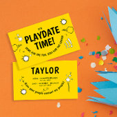 Schattige Modern Playdate Geel Leuk Cartoon Visitekaartje