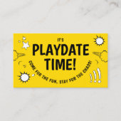 Schattige Modern Playdate Geel Leuk Cartoon Visitekaartje (Voorkant)