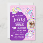 Schattige Modern Rainbow Unicorns Kind Verjaardags Kaart (Voorkant)