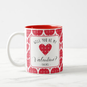 Schattige Modern Red Hearts Valentijnsdag Cadeau Tweekleurige Koffiemok