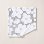 Schattige Modern Retro Daisy Grijs Bad Handdoek (Wasdoekje)