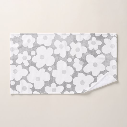 Schattige Modern Retro Daisy Grijs Bad Handdoek (Handdoek)