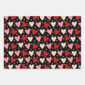 Schattige Modern Rood en Roze Liefdesharten Inpakpapier Vel (Voorkant 3)