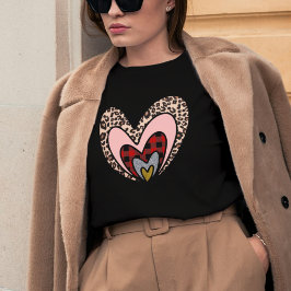 Schattige Modern Rood Hart Gelukkig Valentijnsdag  T-shirt