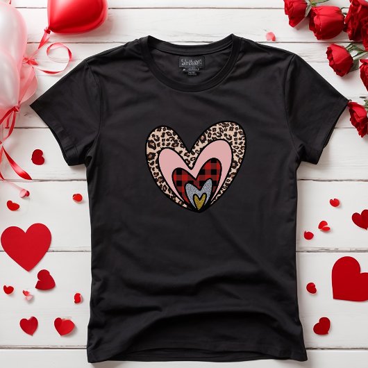 Schattige Modern Rood Hart Gelukkig Valentijnsdag T-shirt
