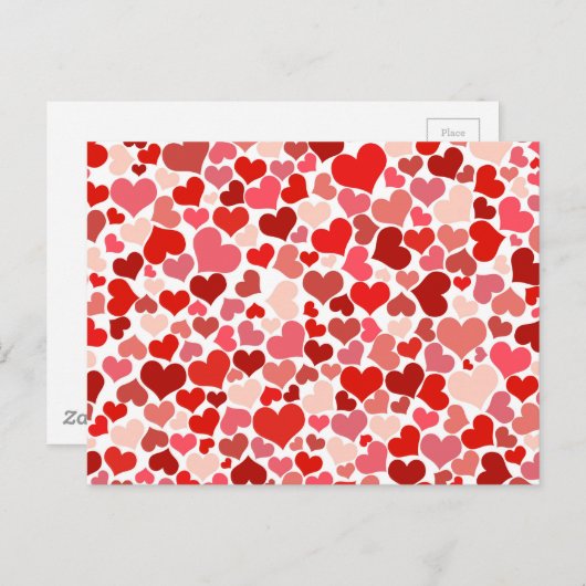 Schattige modern rood hartpatroon briefkaart (Voorkant / Achterkant)