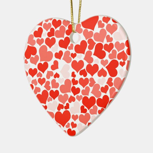 Schattige modern rood hartpatroon keramisch ornament (Links)