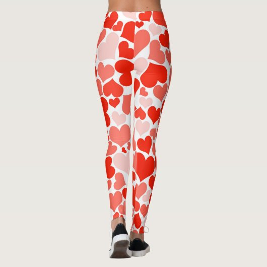 Schattige modern rood hartpatroon leggings (Achterkant)