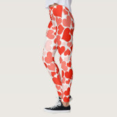 Schattige modern rood hartpatroon leggings (Links)