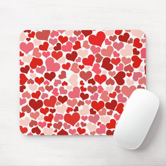Schattige modern rood hartpatroon muismat (Met muis)