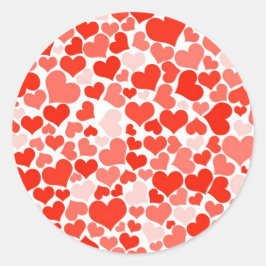 Schattige modern rood hartpatroon ronde sticker