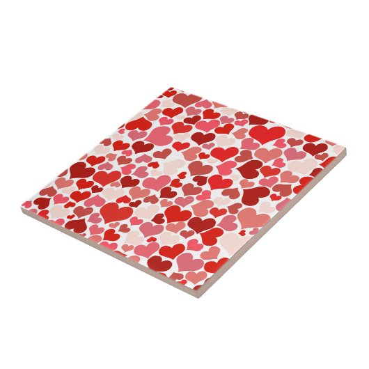 Schattige modern rood hartpatroon tegeltje (Zijkant)