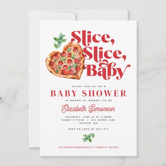 Schattige Modern Rood Wit Slice Baby shower Kaart (Voorkant)