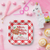 Schattige Modern Rood Wit Slice Baby shower Papieren Bordje (Feest)