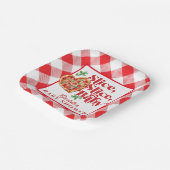 Schattige Modern Rood Wit Slice Baby shower Papieren Bordje (Gebogen)