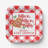 Schattige Modern Rood Wit Slice Baby shower Papieren Bordje (Voorkant)