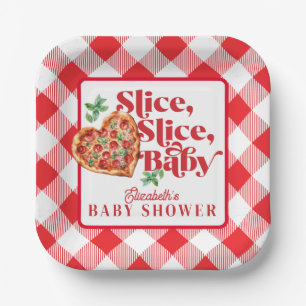 Schattige Modern Rood Wit Slice Baby shower Papieren Bordje