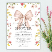 Schattige Modern Roze Bow Wildflower Meisje Baby s Kaart