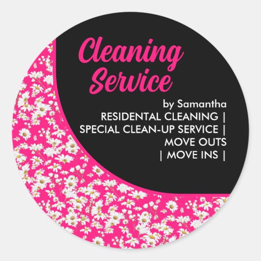 Schattige Modern Roze Daisy Pattern Bloemen Girly Ronde Sticker (Voorkant)