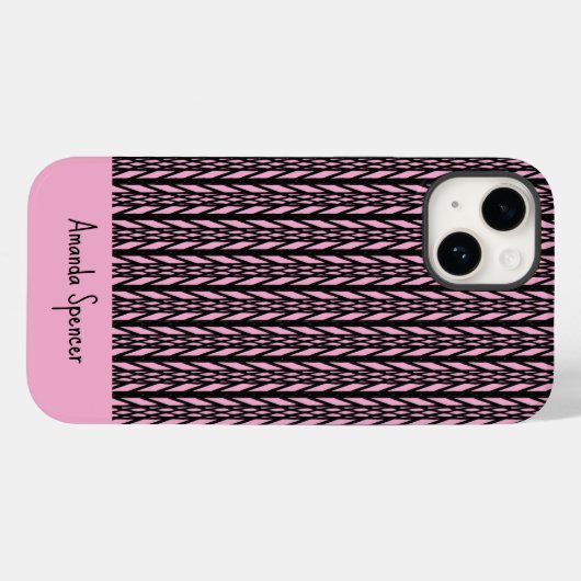 Schattige modern roze en zwart patroon Case-Mate iPhone case (Achterkant (horizontaal))
