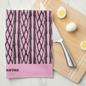 Schattige modern roze en zwart patroon theedoek (Quarter Fold)