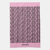 Schattige modern roze en zwart patroon theedoek (Verticaal)