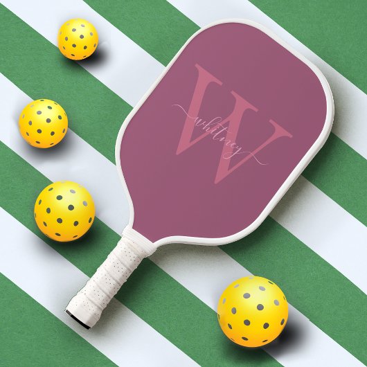 Schattige Modern Roze Monogram Naam & Initiaal Pickleball Paddle