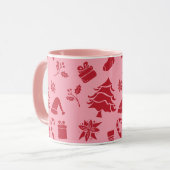 Schattige Modern Roze Rood Vrolijk Kerstpatroon Mok (Voorkant links)