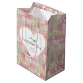 Schattige modern rustiek patchwork roze hart medium cadeauzakje (Voorkant Gekanteld)