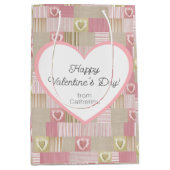Schattige modern rustiek patchwork roze hart medium cadeauzakje (Voorkant)