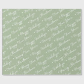 Schattige modern Sage Green vrolijk kerstscript Cadeaupapier (Vlak)