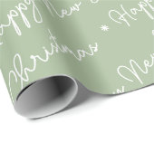 Schattige modern Sage Green vrolijk kerstscript Cadeaupapier (Rol Hoek)