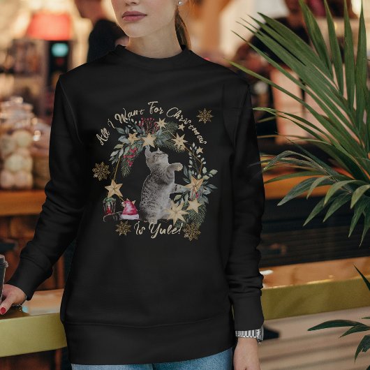 Schattige modern script kat Waterverf vrouwen kers Trui