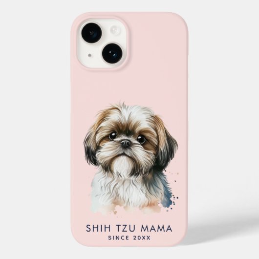 Schattige Modern Shih Tzu Mama gepersonaliseerd Case-Mate iPhone Case (Achterkant)