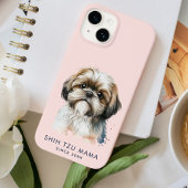 Schattige Modern Shih Tzu Mama gepersonaliseerd Case-Mate iPhone Case